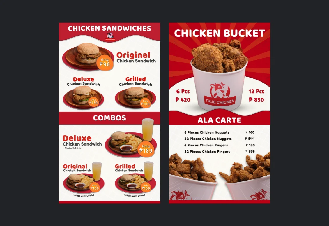 True Chicken Menu (incomplete)
